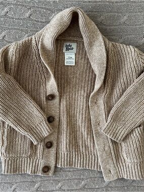 EUC Baby B'gosh Unisex Baby Shawl Collar Button Cardigan, Fawn, 12 Months